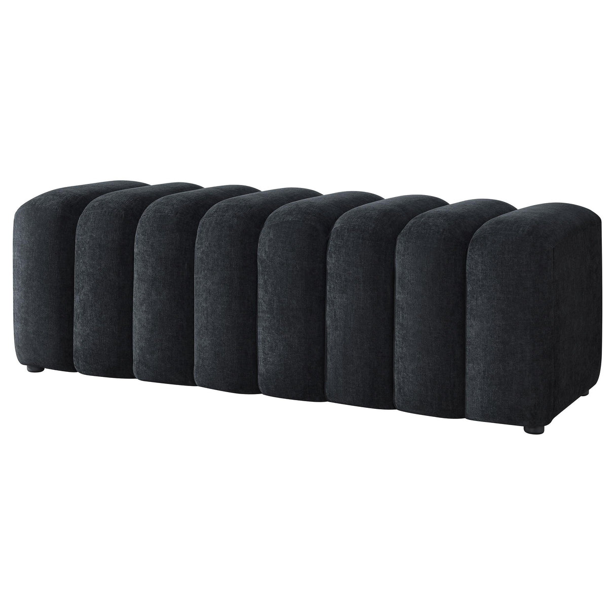 Summer Black Chenille Upholstered Channel Accent Bench from Coaster - Luna Furniture
