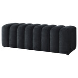 Summer Black Chenille Upholstered Channel Accent Bench from Coaster - Luna Furniture