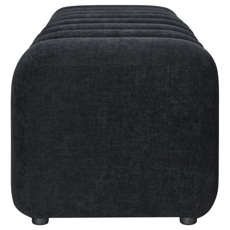 Summer Black Chenille Upholstered Channel Accent Bench from Coaster - Luna Furniture