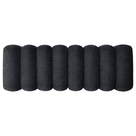 Summer Black Chenille Upholstered Channel Accent Bench from Coaster - Luna Furniture