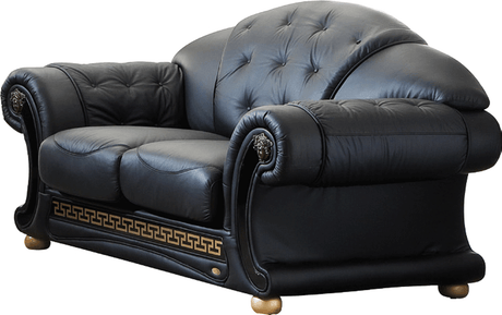 Apolo Black Italian Leather Loveseat from ESF Furniture - Luna Furniture