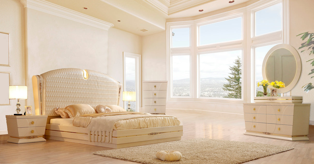 HD-914 White Gloss 5-Piece Bedroom Set (Special Order) from Homey Design - Luna Furniture