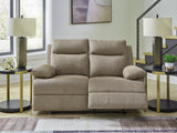 Side-Swipe Mocha Reclining Loveseat from Ashley - Luna Furniture