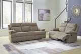 Side-Swipe Sofa and Loveseat in Mocha from Ashley - Luna Furniture
