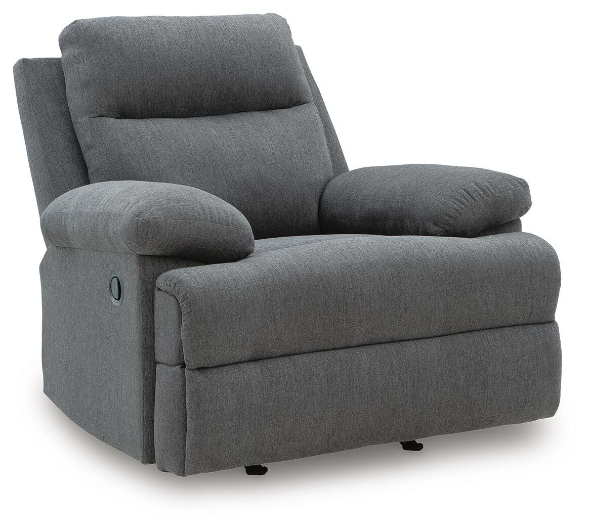 Side-Swipe Charcoal Reclining Sofa, Loveseat and Recliner from Ashley - Luna Furniture