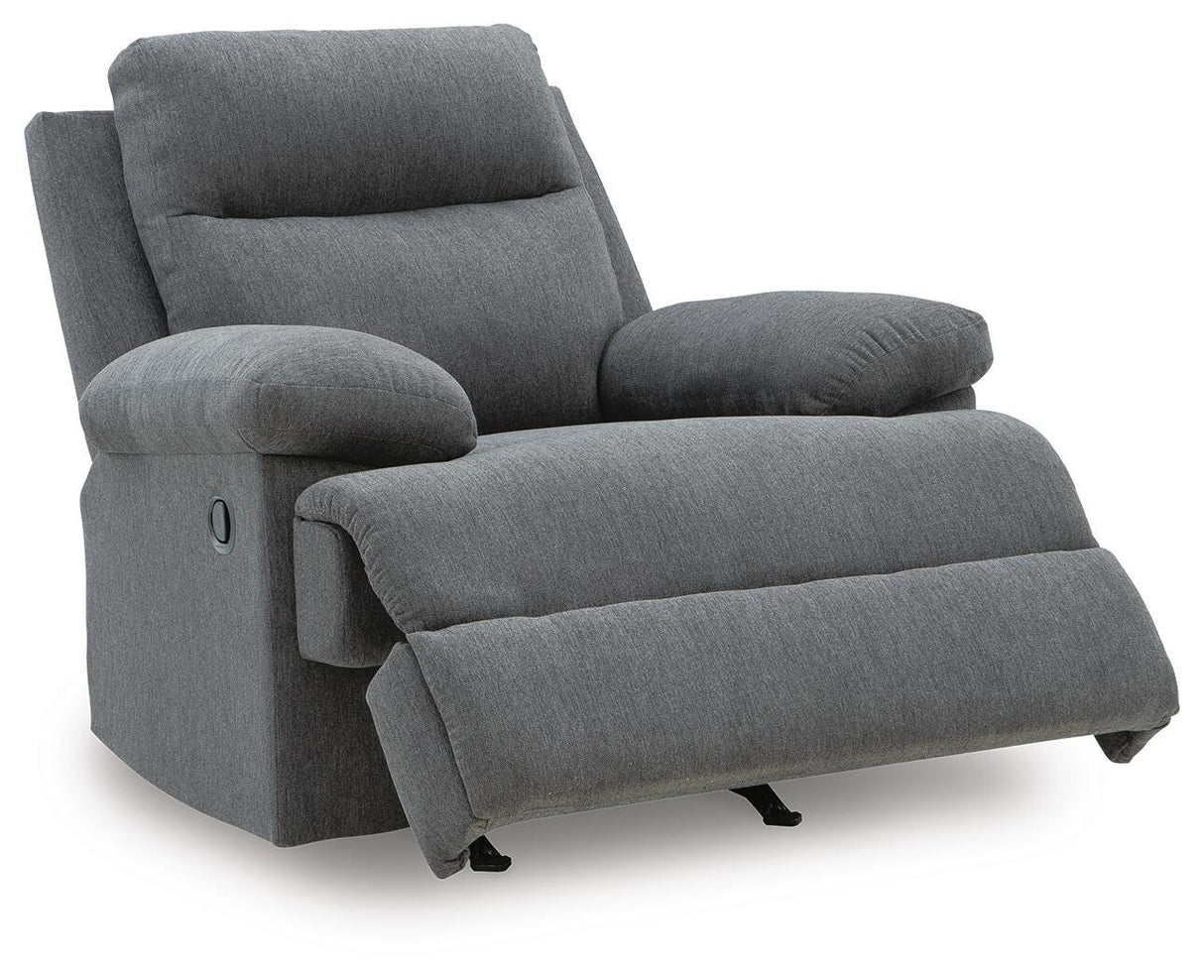 Side-Swipe Charcoal Reclining Sofa, Loveseat and Recliner from Ashley - Luna Furniture