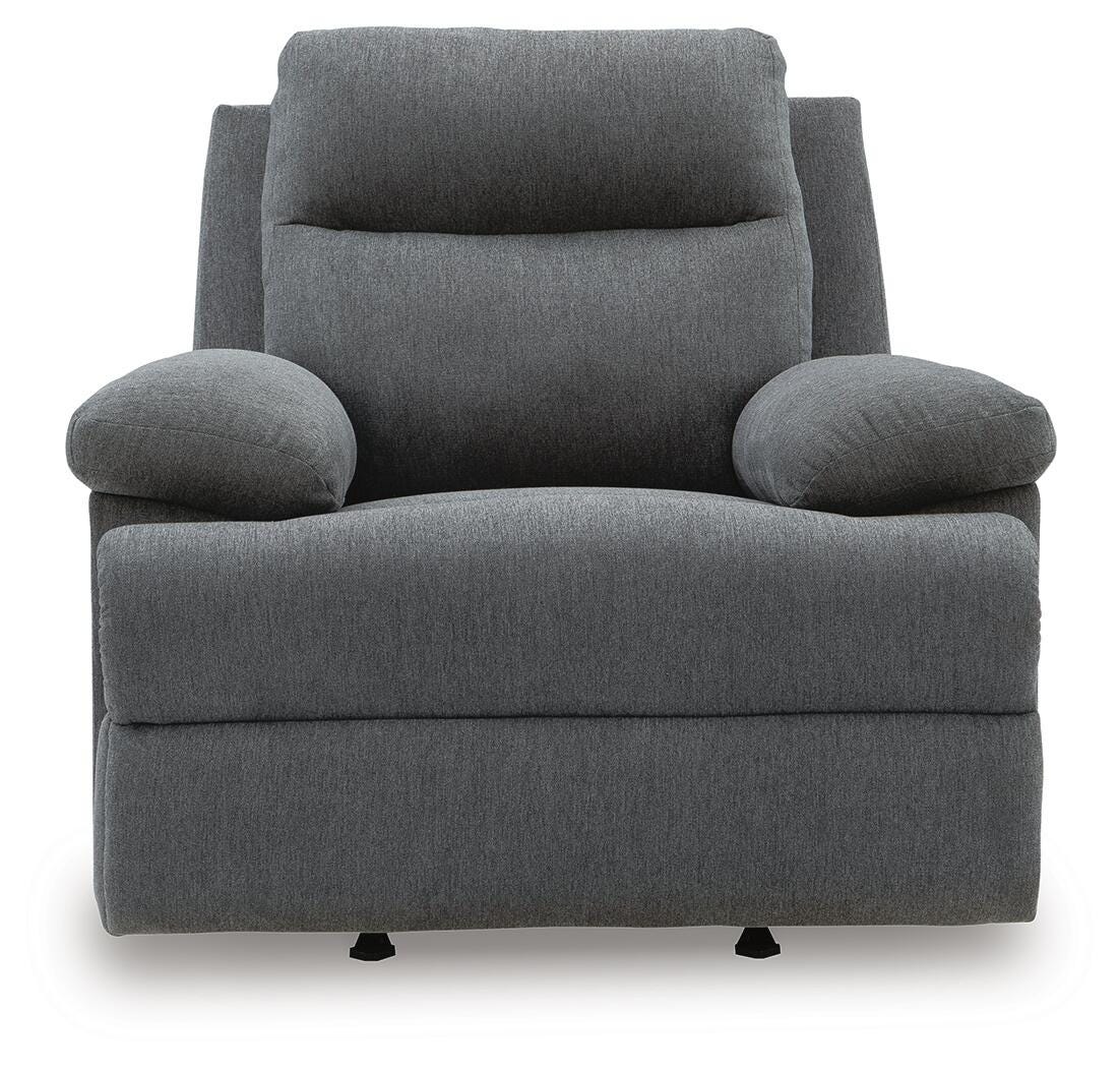 Side-Swipe Charcoal Reclining Sofa, Loveseat and Recliner from Ashley - Luna Furniture