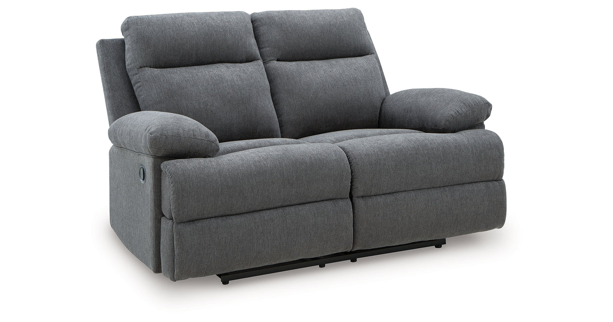 Side-Swipe Charcoal Reclining Loveseat from Ashley Furniture - Luna Furniture