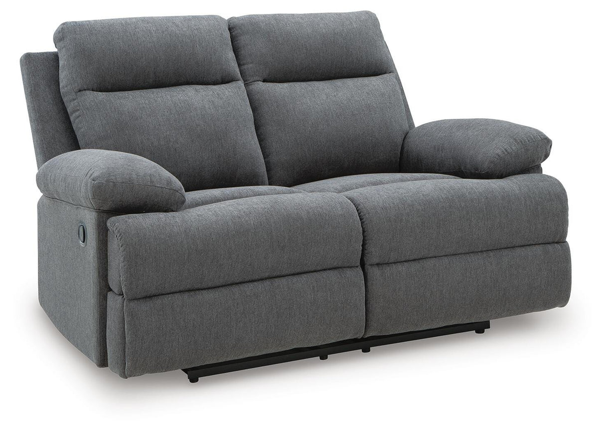 Side-Swipe Charcoal Reclining Sofa, Loveseat and Recliner from Ashley - Luna Furniture