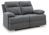 Side-Swipe Charcoal Reclining Sofa, Loveseat and Recliner from Ashley - Luna Furniture
