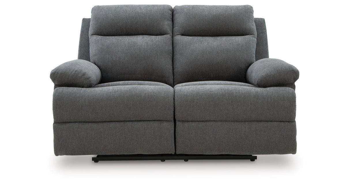 Side-Swipe Charcoal Reclining Loveseat from Ashley Furniture - Luna Furniture