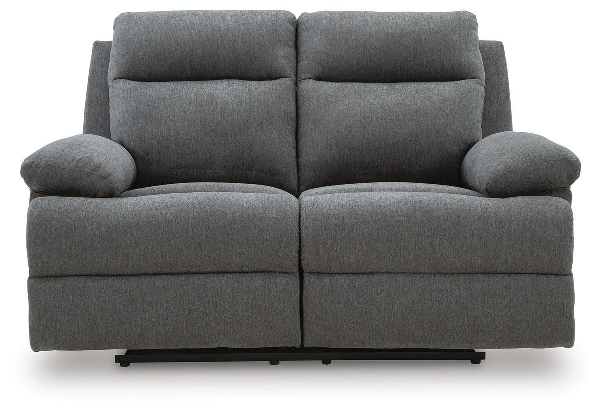 Side-Swipe Charcoal Reclining Sofa, Loveseat and Recliner from Ashley - Luna Furniture