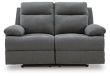 Side-Swipe Charcoal Reclining Sofa, Loveseat and Recliner from Ashley - Luna Furniture