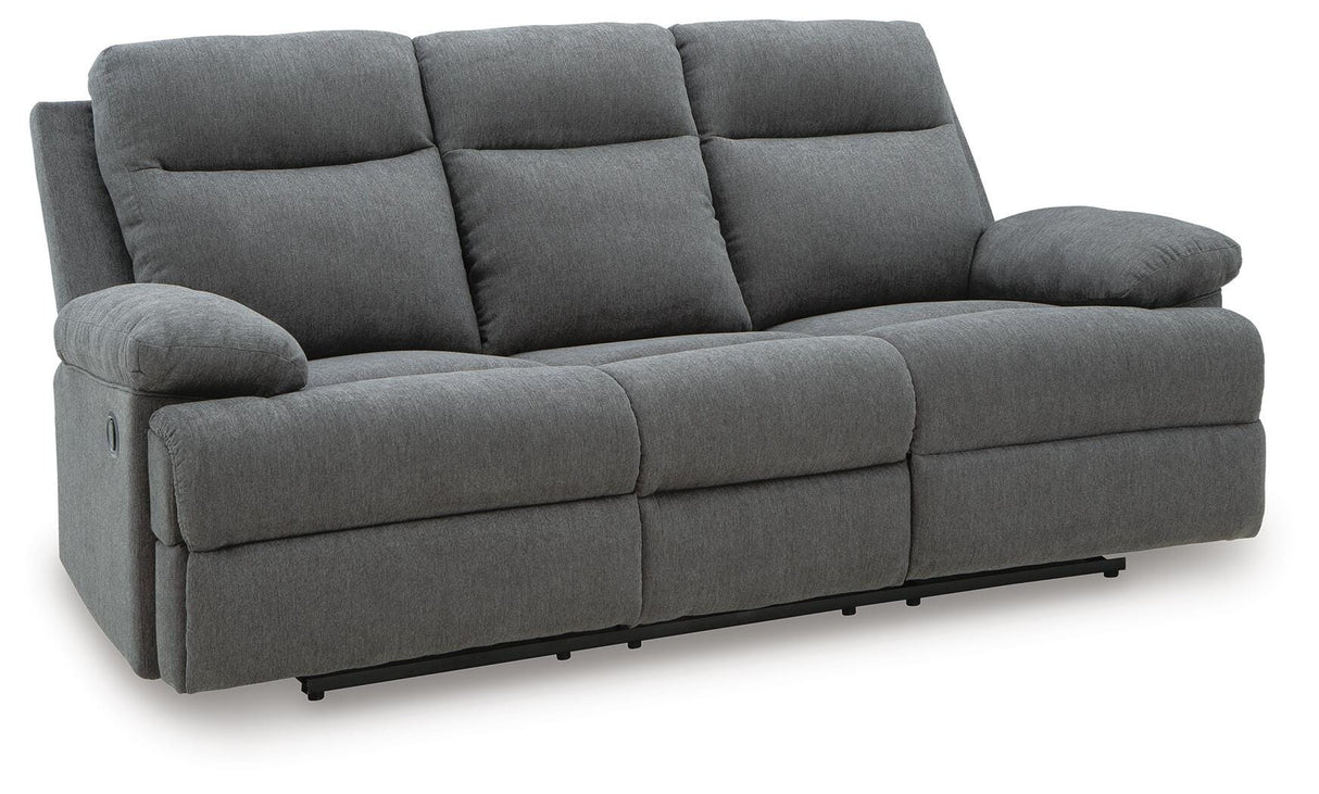 Side-Swipe Charcoal Reclining Sofa, Loveseat and Recliner from Ashley - Luna Furniture