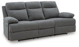 Side-Swipe Charcoal Reclining Sofa, Loveseat and Recliner from Ashley - Luna Furniture