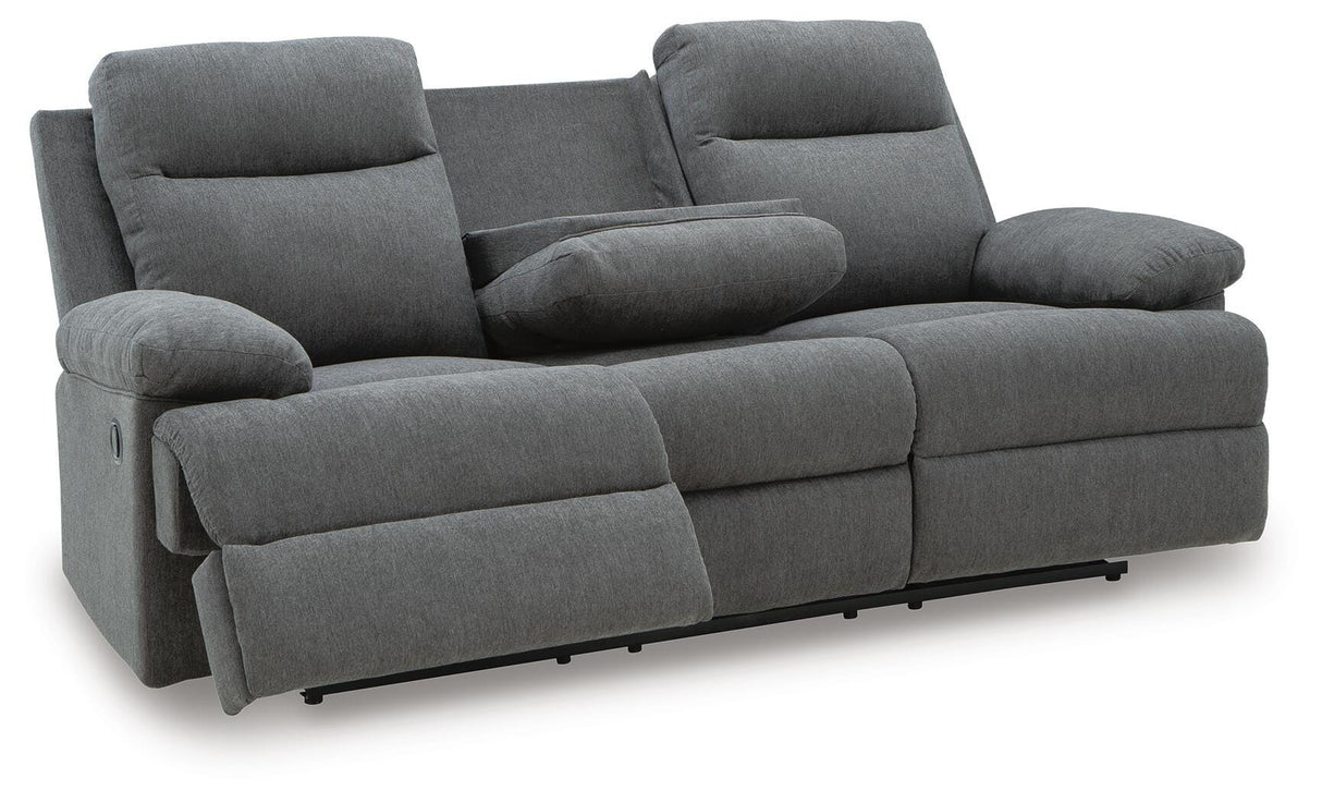 Side-Swipe Charcoal Reclining Sofa, Loveseat and Recliner from Ashley - Luna Furniture