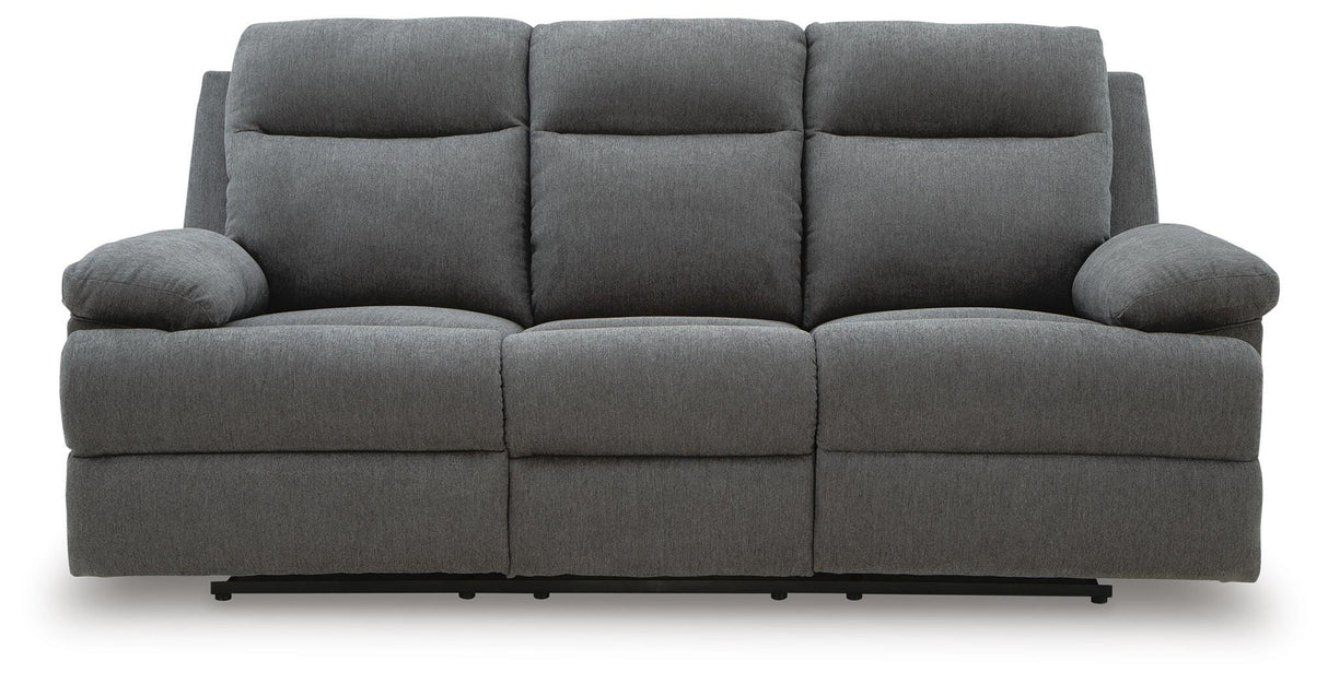 Side-Swipe Charcoal Reclining Sofa, Loveseat and Recliner from Ashley - Luna Furniture