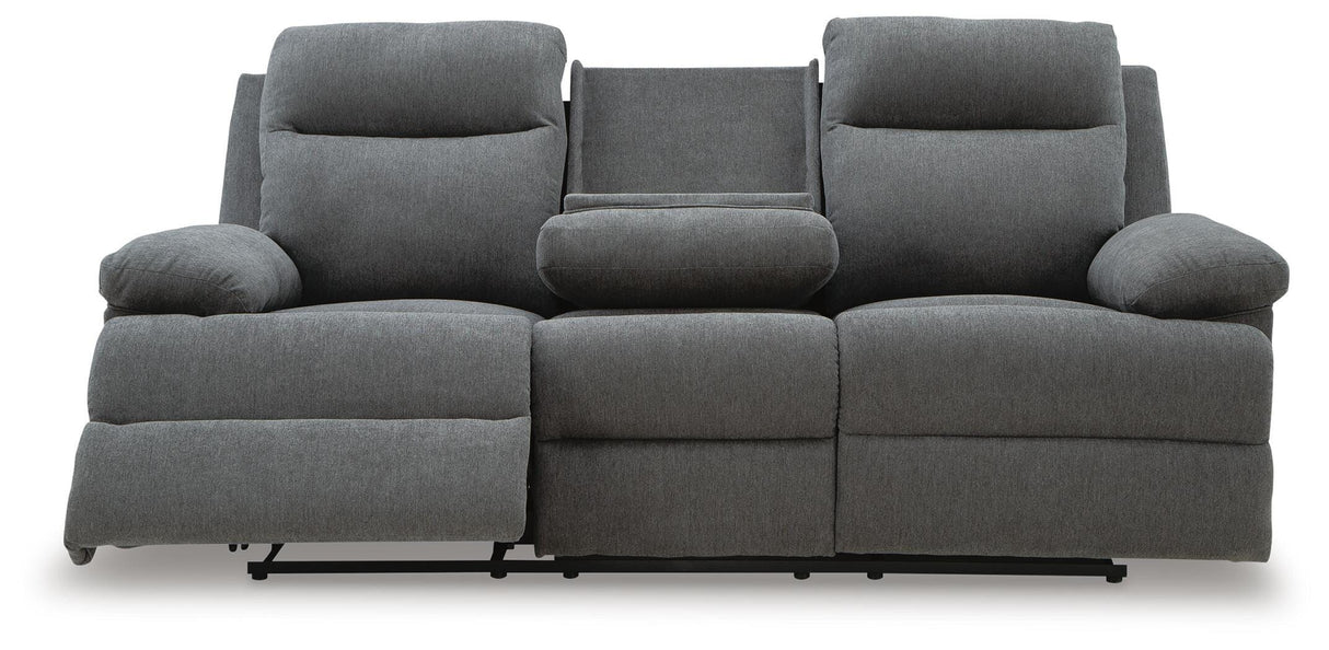 Side-Swipe Charcoal Reclining Sofa, Loveseat and Recliner from Ashley - Luna Furniture