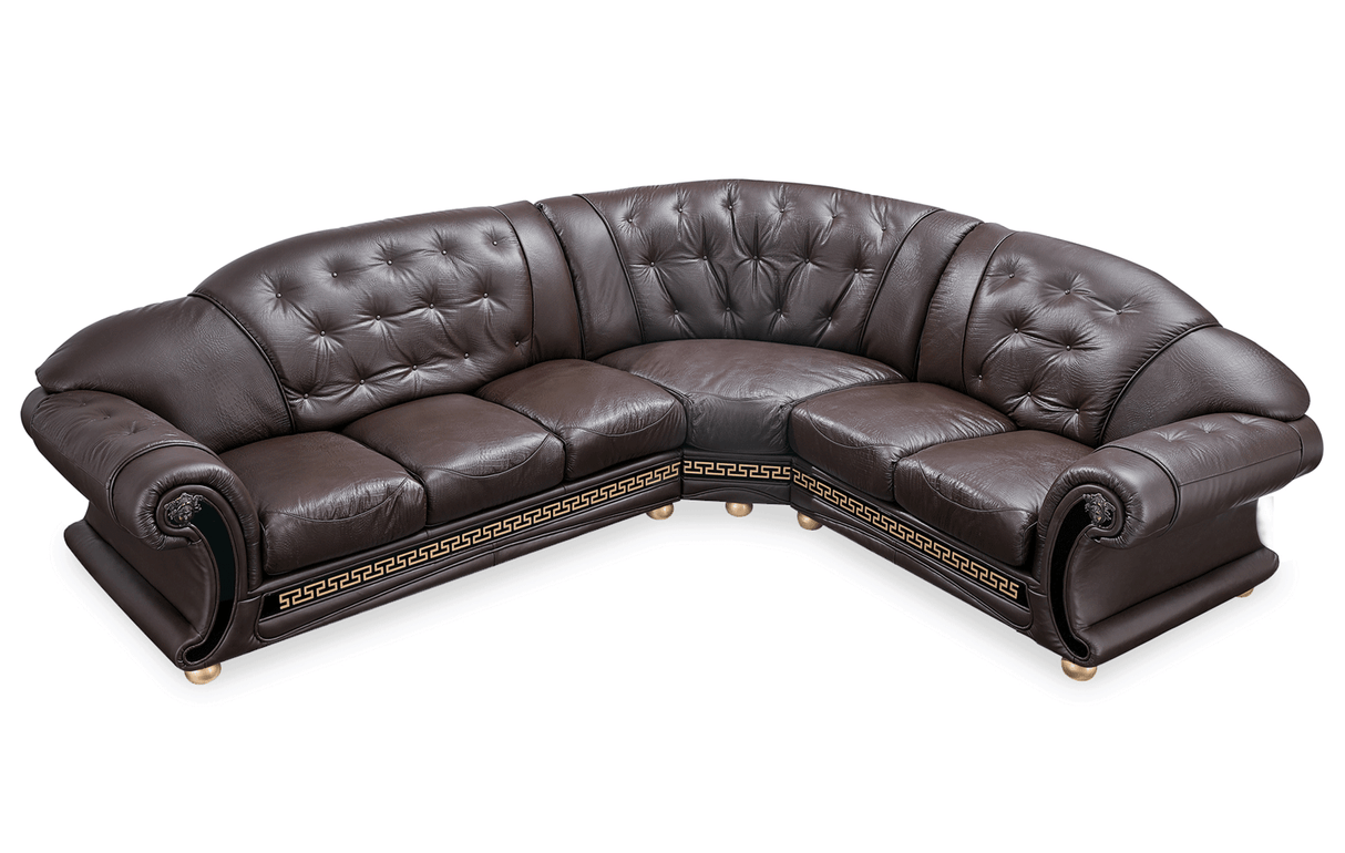 Apolo Brown Italian Leather RAF Sectional from ESF Furniture - Luna Furniture