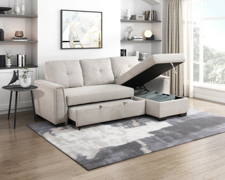 Convene Light Gray 2-Piece Sectional with Reversible Chaise, Pull-out Bed and Hidden Storage from Homelegance - Luna Furniture