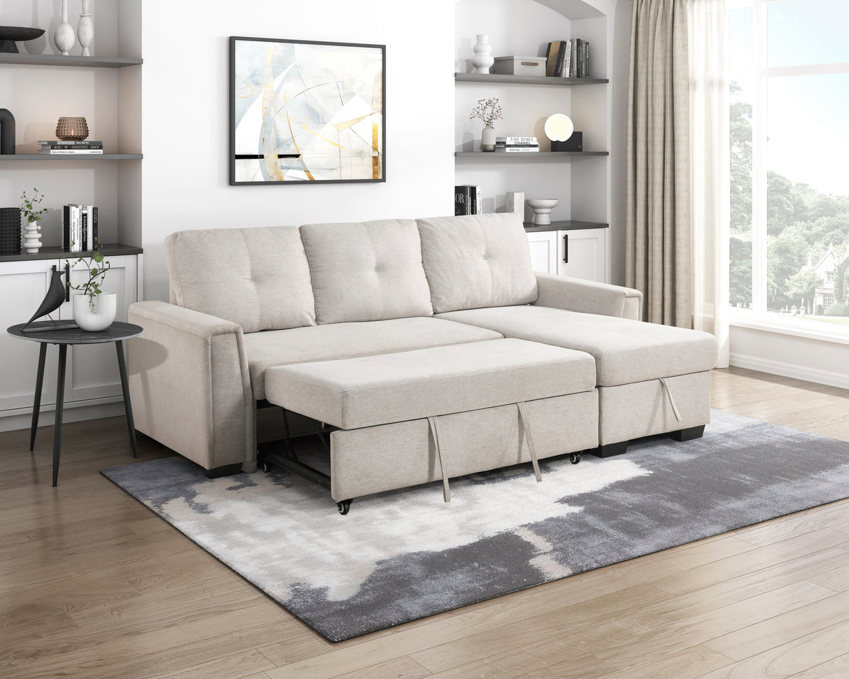 Convene Light Gray 2-Piece Sectional with Reversible Chaise, Pull-out Bed and Hidden Storage from Homelegance - Luna Furniture