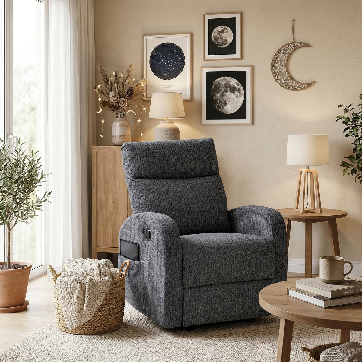 Hadley Taupe Swivel Glider Reclining Chair