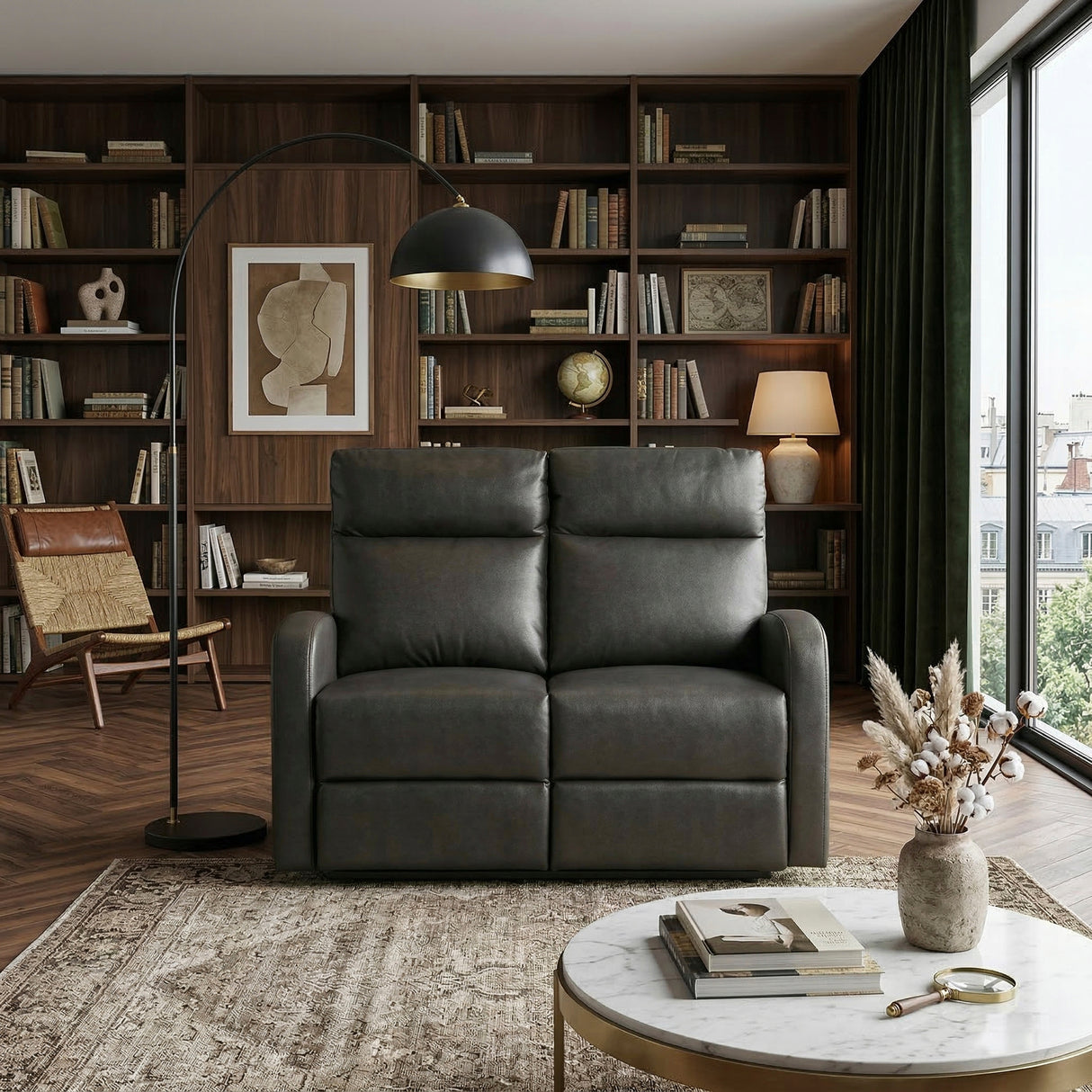 Allen Espresso Double Reclining Love Seat from Homelegance - Luna Furniture