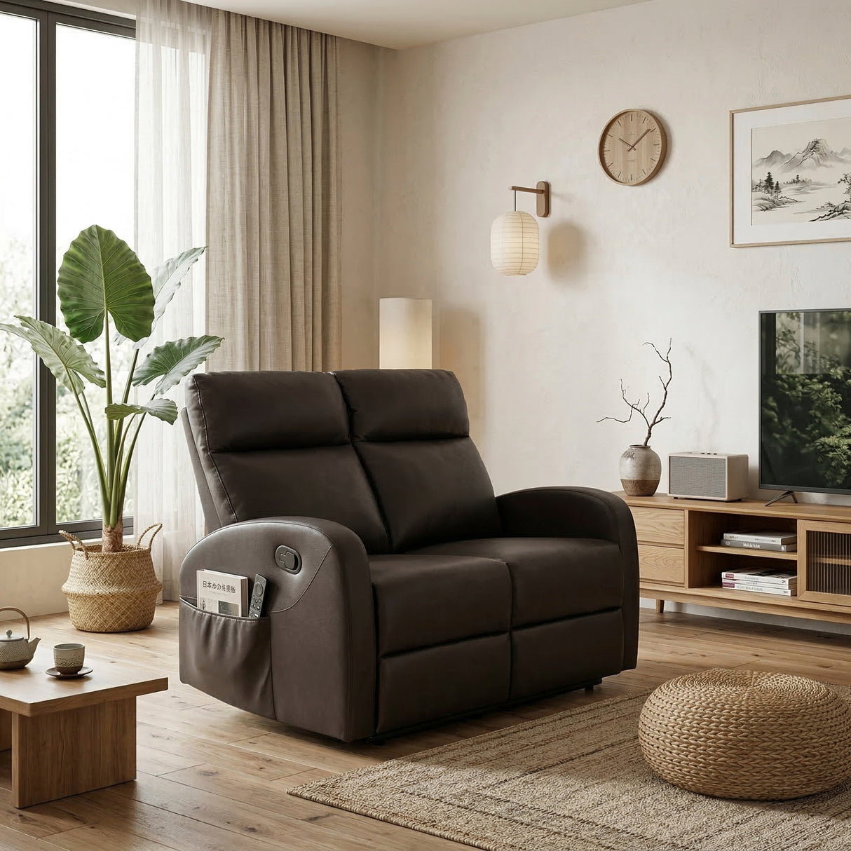 Allen Espresso Double Reclining Love Seat from Homelegance - Luna Furniture