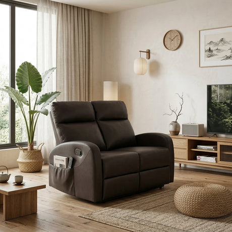 Allen Espresso Double Reclining Love Seat from Homelegance - Luna Furniture