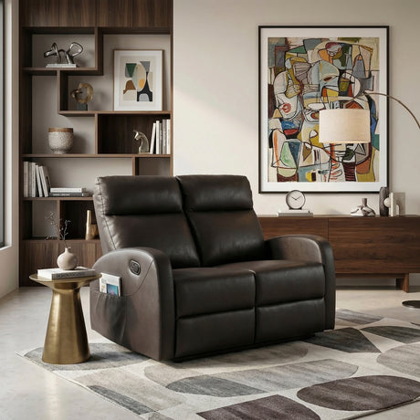 Allen Espresso Double Reclining Love Seat from Homelegance - Luna Furniture