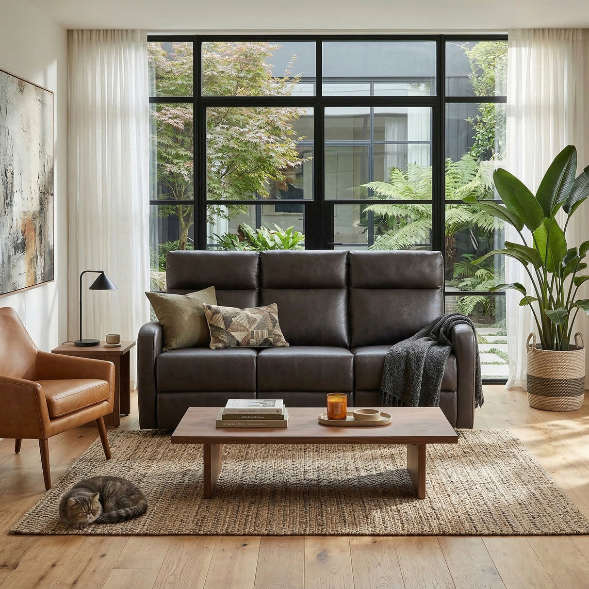 Allen Espresso Double Reclining Sofa from Homelegance - Luna Furniture