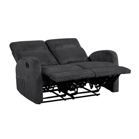 Allen Dark Gray Double Reclining Loveseat from Homelegance - Luna Furniture