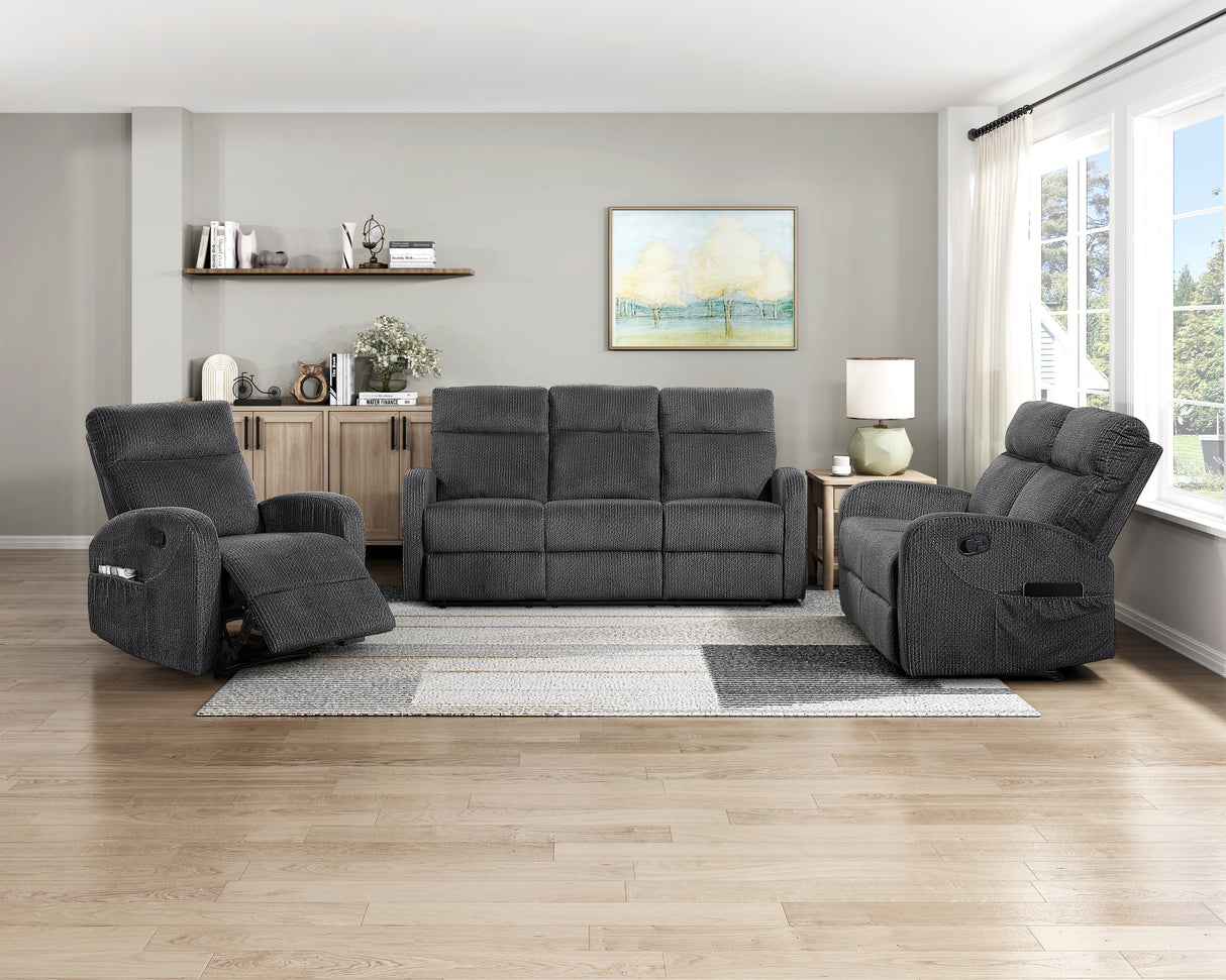 Allen Dark Gray Double Reclining Sofa from Homelegance - Luna Furniture