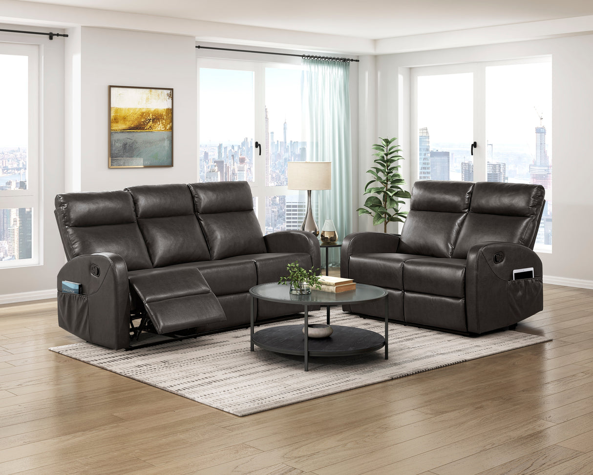 Allen Espresso Double Reclining Love Seat from Homelegance - Luna Furniture