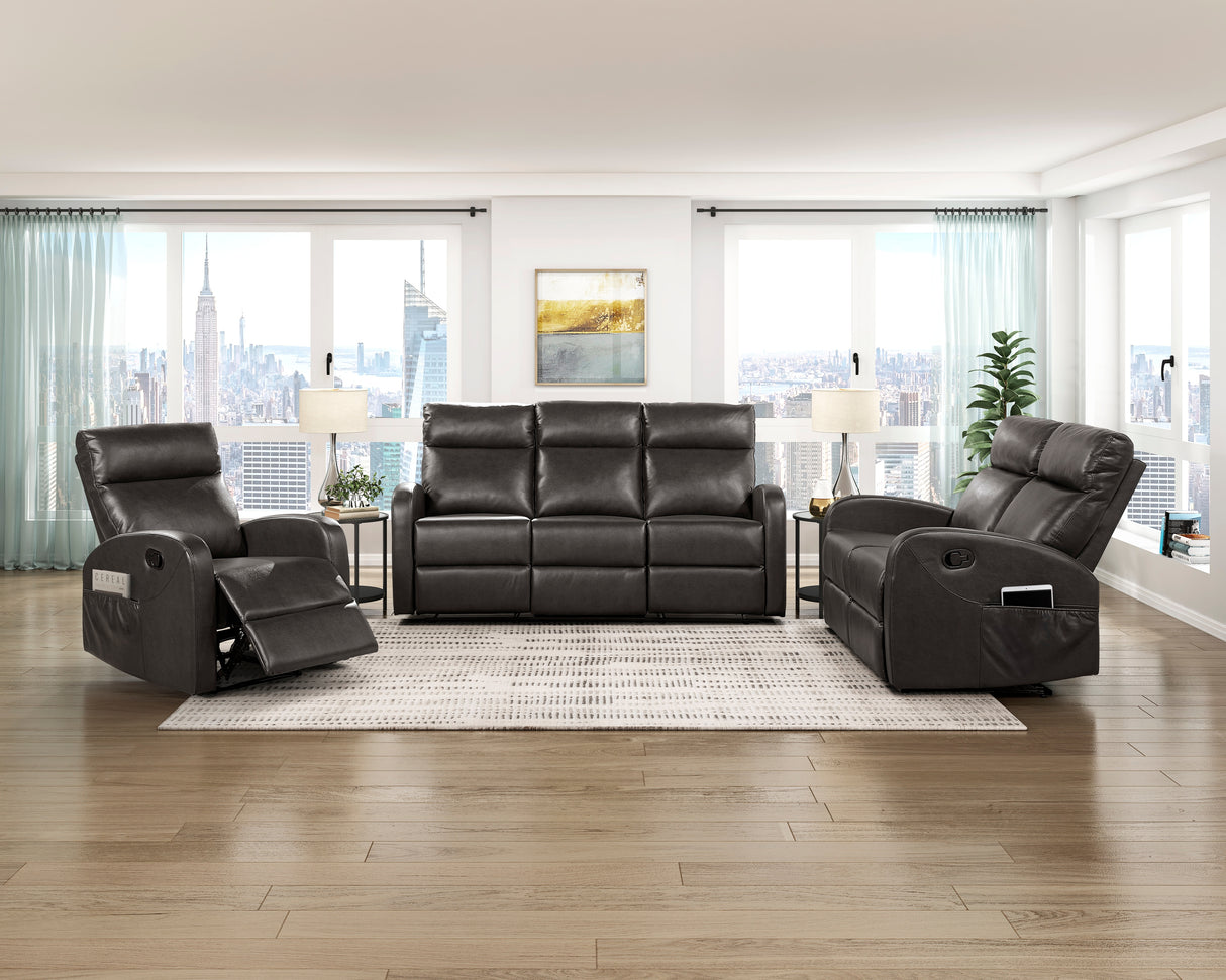 Allen Espresso Double Reclining Sofa from Homelegance - Luna Furniture