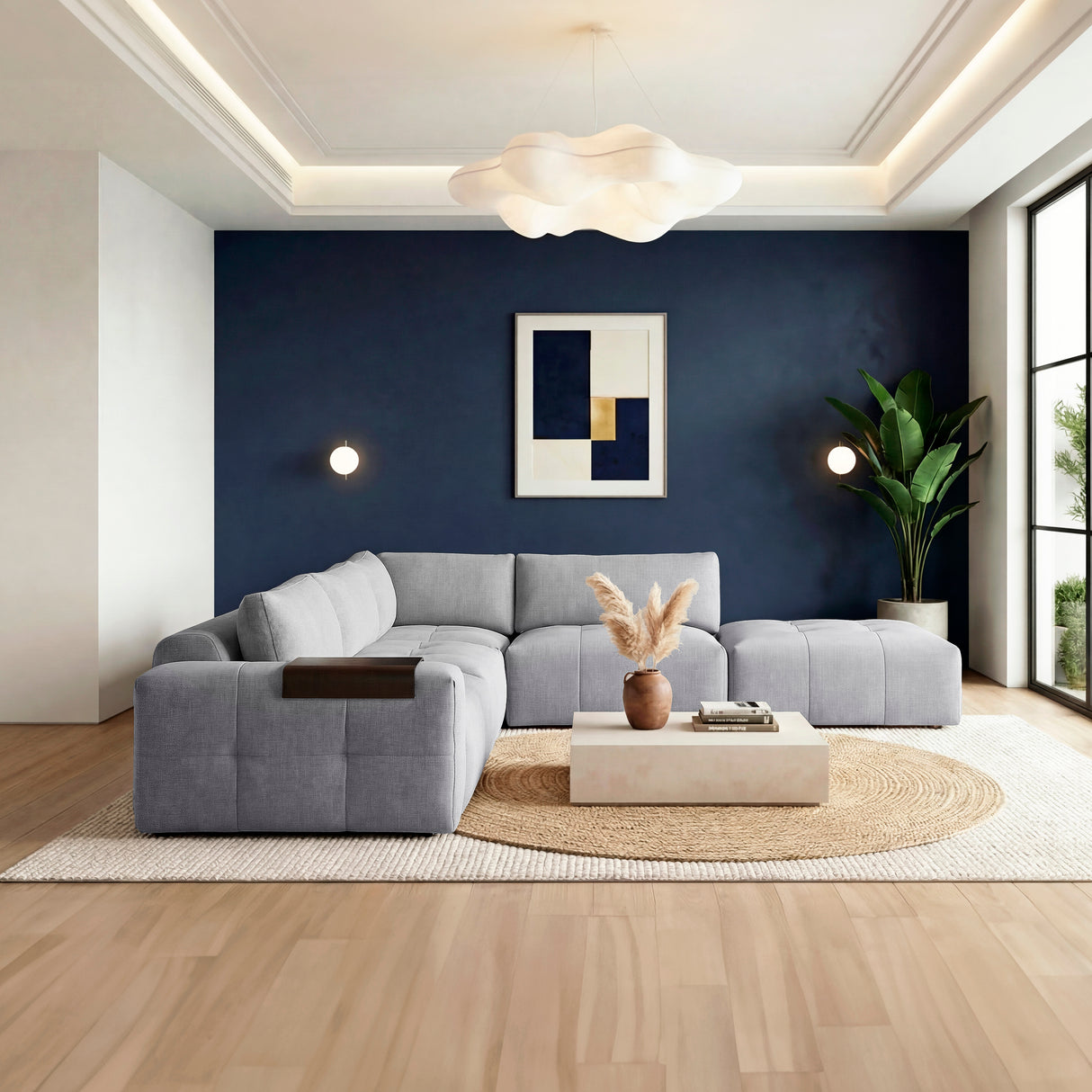 Tidal Gray 5-Piece Modular Sectional with Ottoman from Homelegance - Luna Furniture