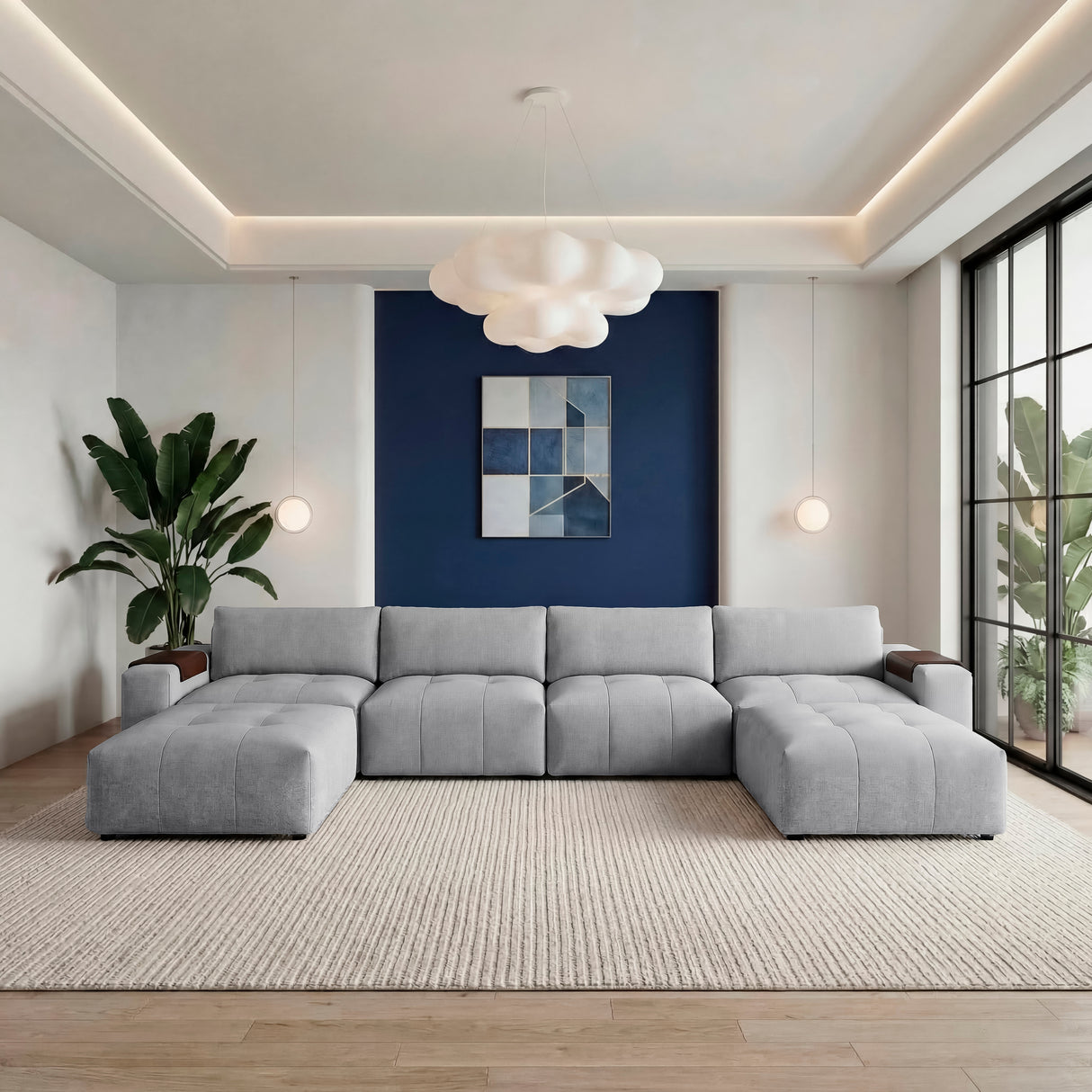 Tidal Gray 6-Piece Modular Sectional with Two Ottomans from Homelegance - Luna Furniture