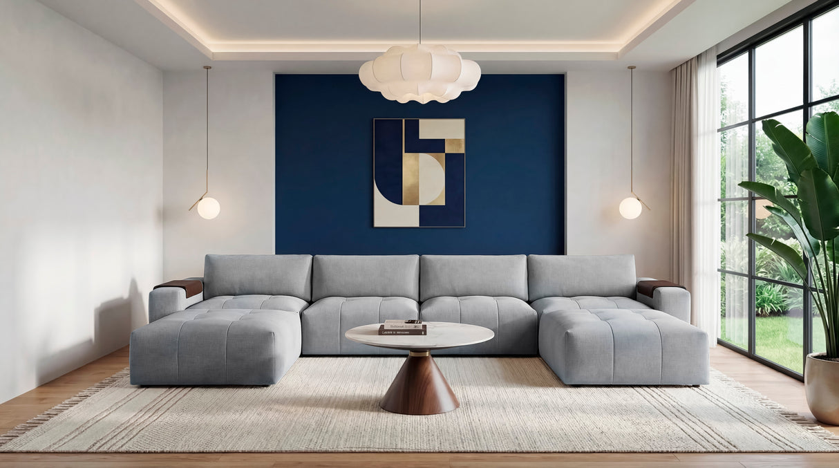 Tidal Gray 6-Piece Modular Sectional with Two Ottomans from Homelegance - Luna Furniture