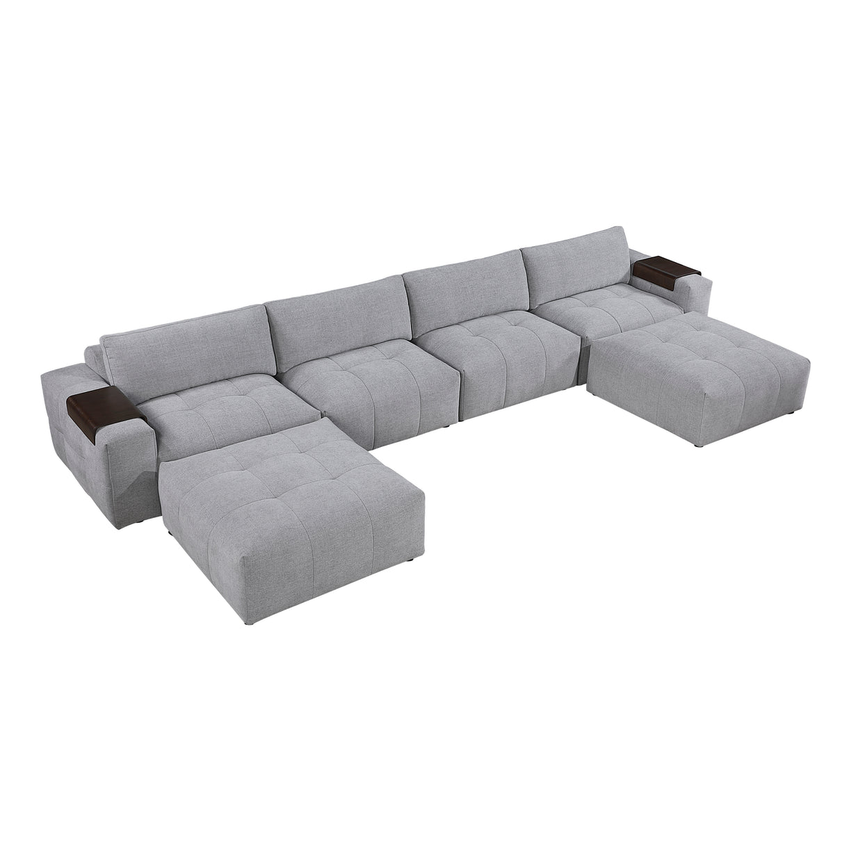 Tidal Gray 6-Piece Modular Sectional with Two Ottomans from Homelegance - Luna Furniture