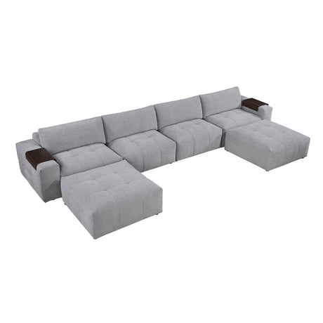 Tidal Gray 6-Piece Modular Sectional with Two Ottomans from Homelegance - Luna Furniture