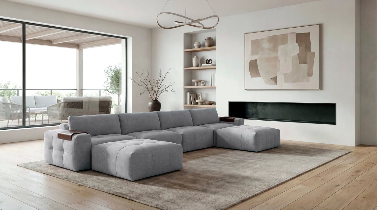 Tidal Gray 6-Piece Modular Sectional with Two Ottomans from Homelegance - Luna Furniture