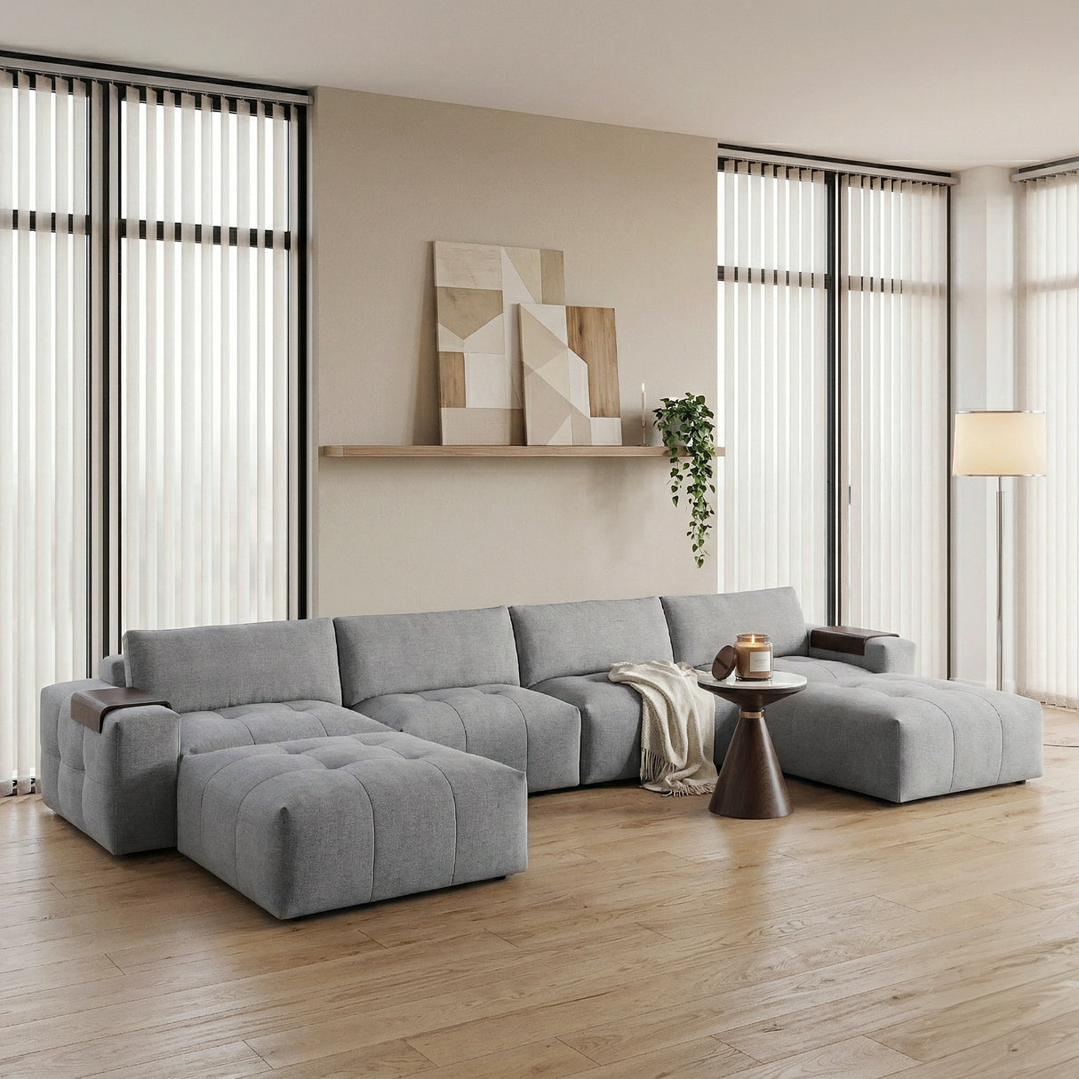 Tidal Gray 6-Piece Modular Sectional with Two Ottomans from Homelegance - Luna Furniture