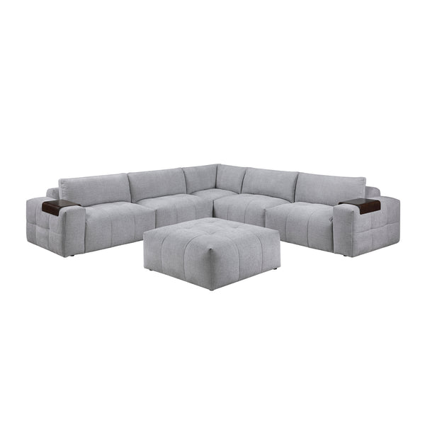 Tidal Gray 6-Piece Modular Sectional with Ottoman