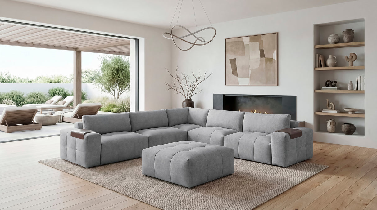 Tidal Gray 6-Piece Modular Sectional with Ottoman from Homelegance - Luna Furniture