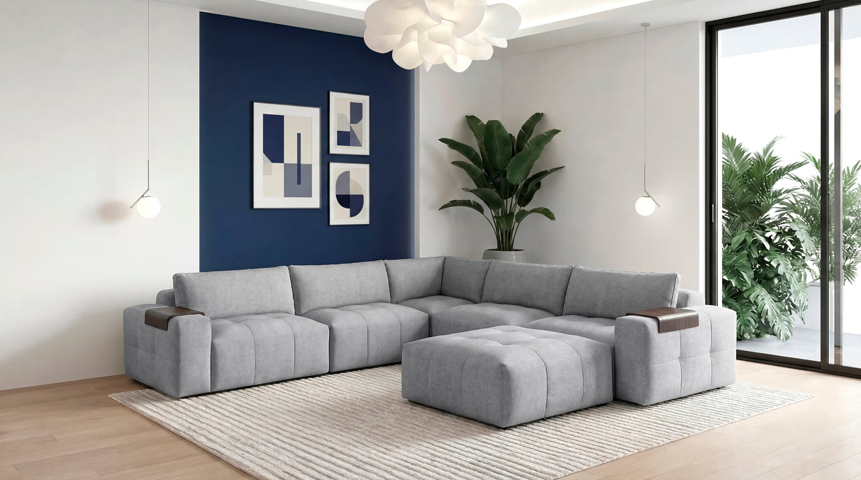Tidal Gray 6-Piece Modular Sectional with Ottoman from Homelegance - Luna Furniture