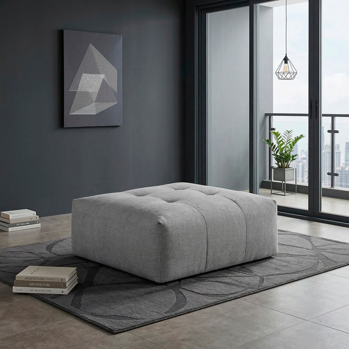 Tidal Gray Ottoman with Caster from Homelegance - Luna Furniture