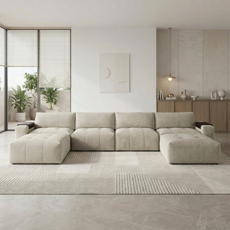 Tidal Taupe 6-Piece Modular Sectional with Two Ottomans from Homelegance - Luna Furniture