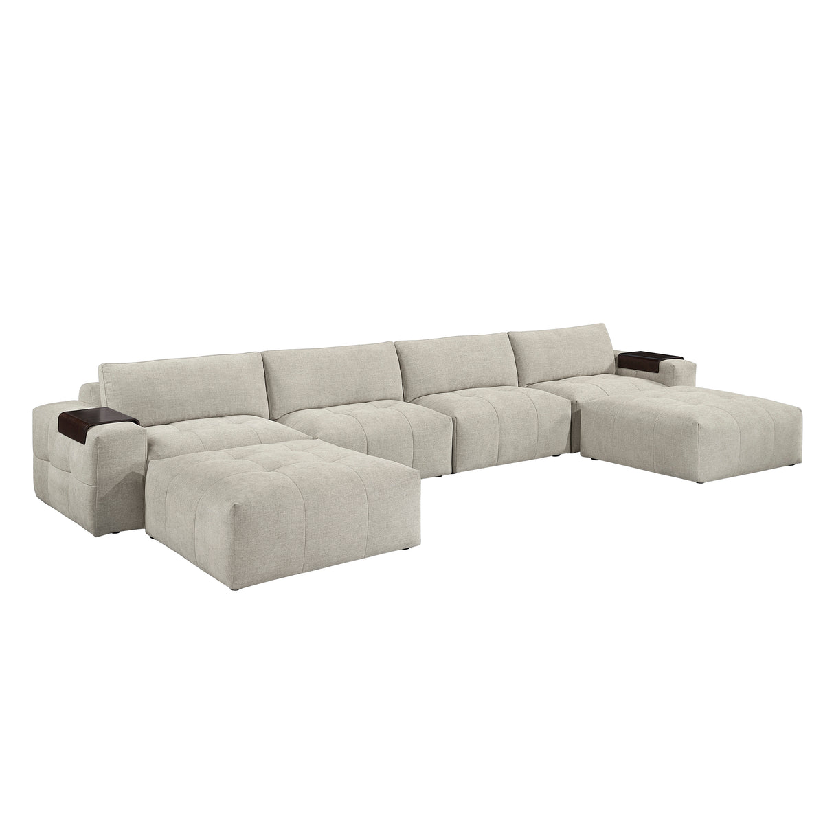 Tidal Taupe 6-Piece Modular Sectional with Two Ottomans from Homelegance - Luna Furniture