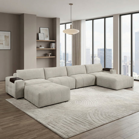 Tidal Taupe 6-Piece Modular Sectional with Two Ottomans from Homelegance - Luna Furniture