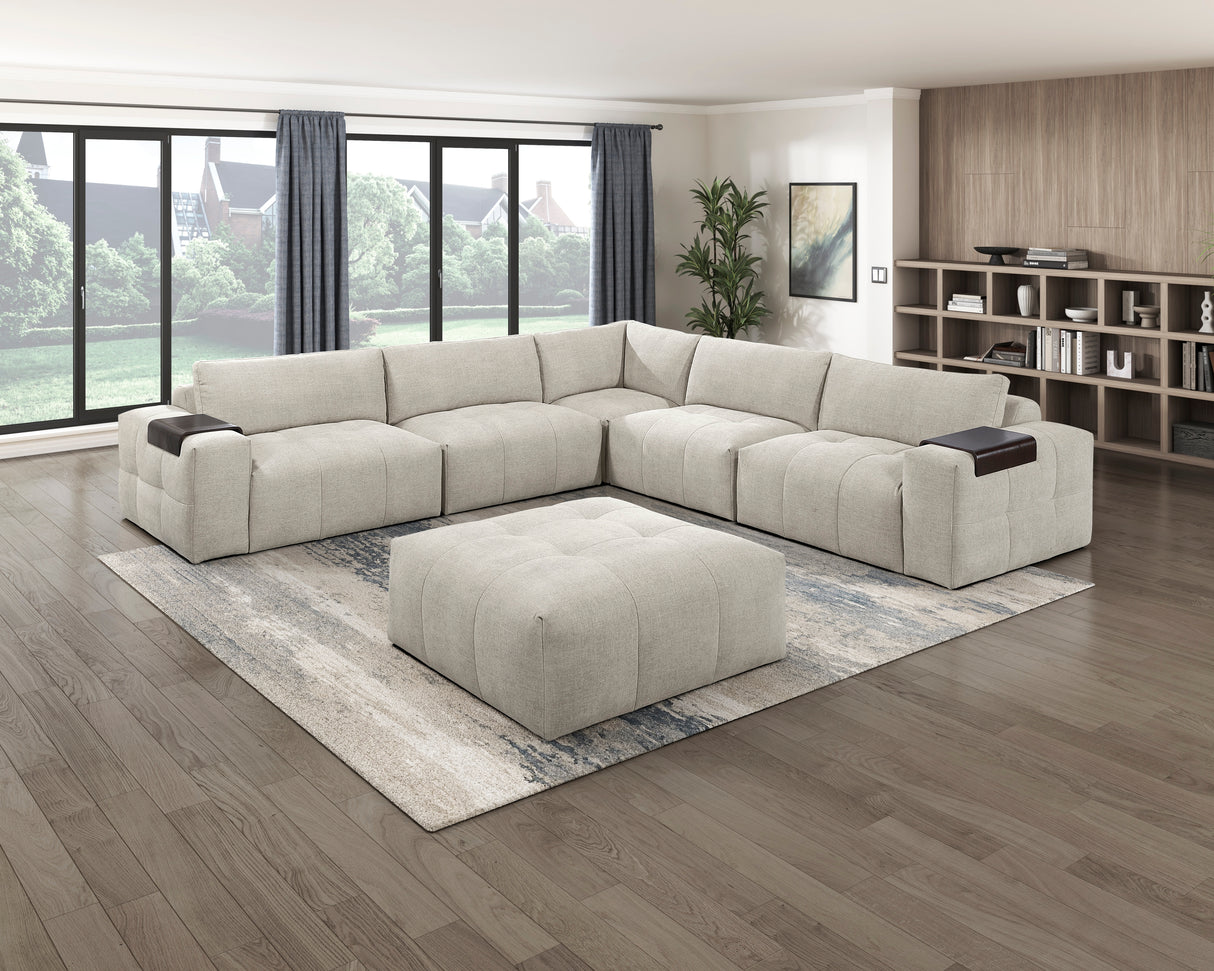 Tidal Taupe Ottoman with Caster from Homelegance - Luna Furniture